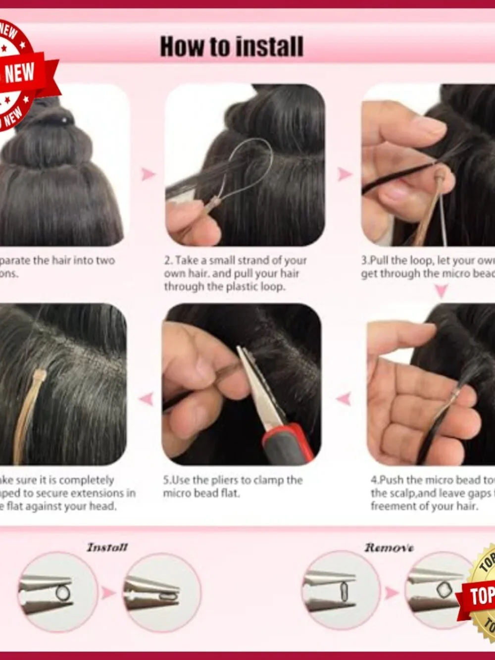 24 Inch Human Hair Extensions Micro Bead Loop 50g Pack Remy Quality